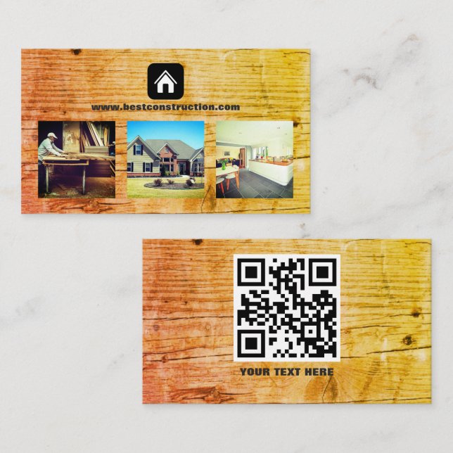 Carte De Visite agent immobilier bois de construction meubles  (Devant / Derrière)