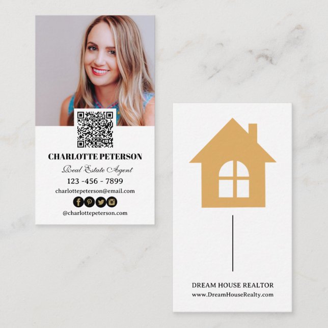 Carte De Visite Agent immobilier de code QR (Devant / Derrière)