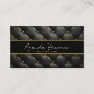 Carte De Visite Agent immobilier de luxe Chic Black & Gold