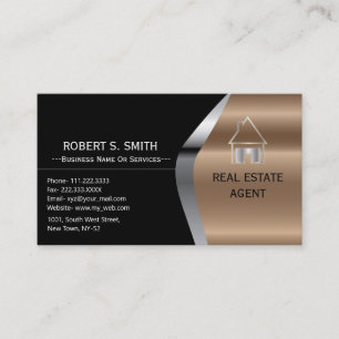 Carte De Visite Agent immobilier en métal noir