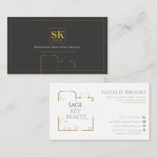 Carte De Visite Agent immobilier Gold Line Art
