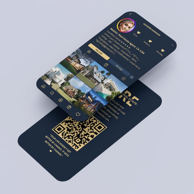 Carte De Visite Agent immobilier IG Navy Blue Modern (Realtor Real Estate Agent IG Navy Blue Modern Business Card
)