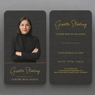 Carte De Visite Agent immobilier lin noir or