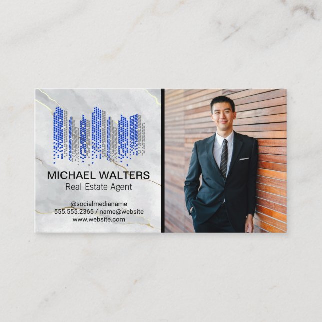 Carte De Visite Agent immobilier | Logo des bâtiments urbains (Devant)