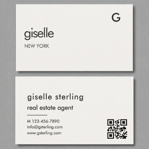 Carte De Visite Agent immobilier Luxe QR Code Monogramme