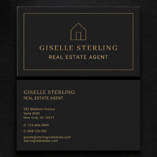 Carte De Visite Agent Immobilier Maison Black Gold