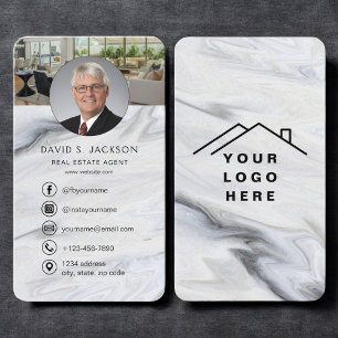 Carte De Visite Agent immobilier Marble Photo Logo