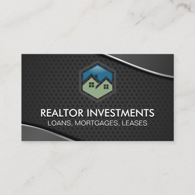 Carte De Visite Agent immobilier | Métallique | Maillage perforé (Devant)