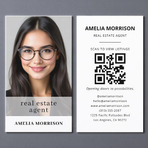 Carte De Visite Agent immobilier minimal QR Code photo