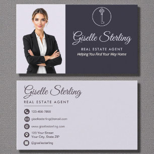 Carte De Visite Agent immobilier moderne Lilac Purple Photo