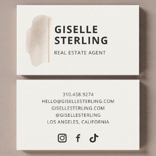 Carte De Visite Agent immobilier neutre aquarelle beige