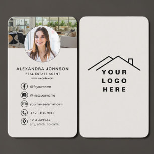 Carte De Visite Agent immobilier Photo Beige 