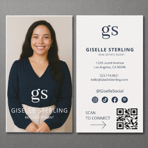 Carte De Visite Agent immobilier Photo Médias sociaux Code QR