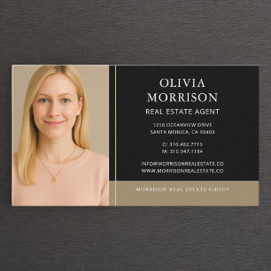 Carte De Visite Agent immobilier Photo Noir Or