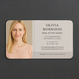 Carte De Visite Agent immobilier Photo Taupe Neutre