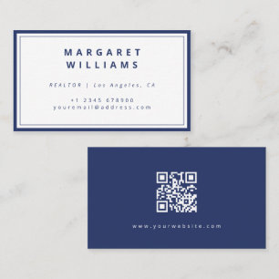 Carte De Visite Agent immobilier professionnel bleu marine minimal