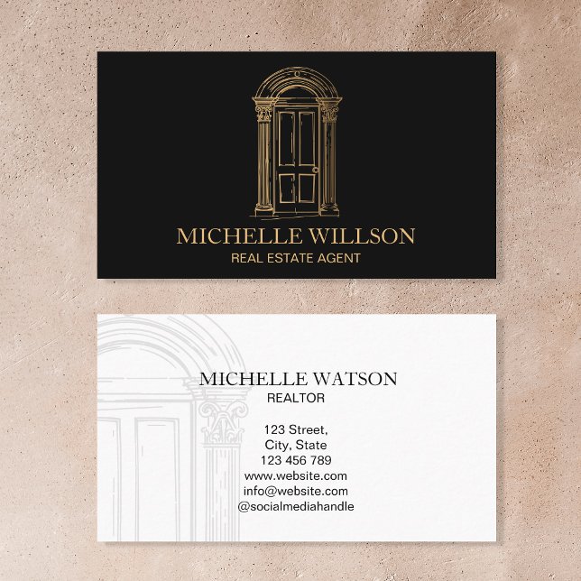Carte De Visite Agent immobilier professionnel Elegant Realtor (elegant arch door house real estate)