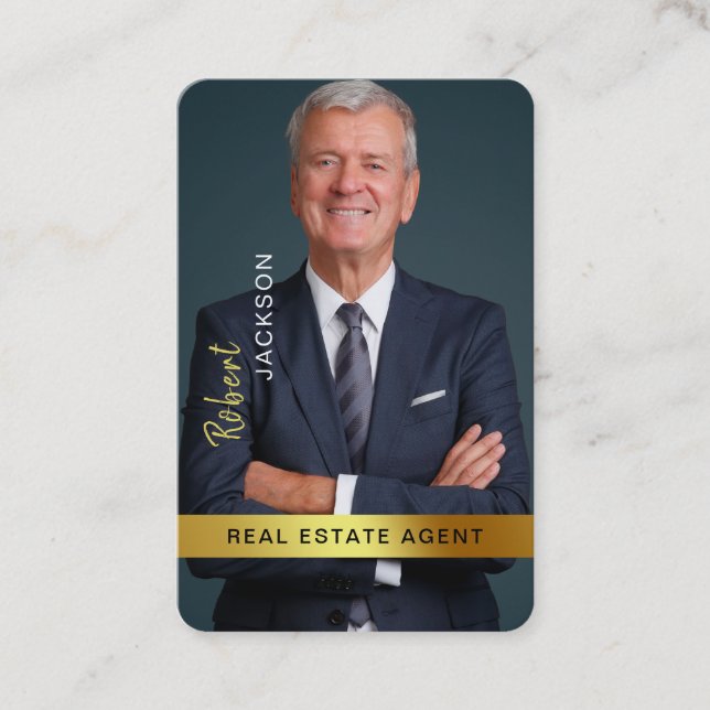 Carte De Visite Agent immobilier Realtor Black Gold Photo personna (Devant)