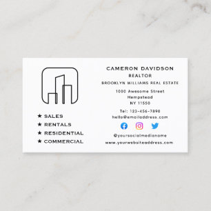 Carte De Visite Agent immobilier Realtor Réseaux sociaux pour les 