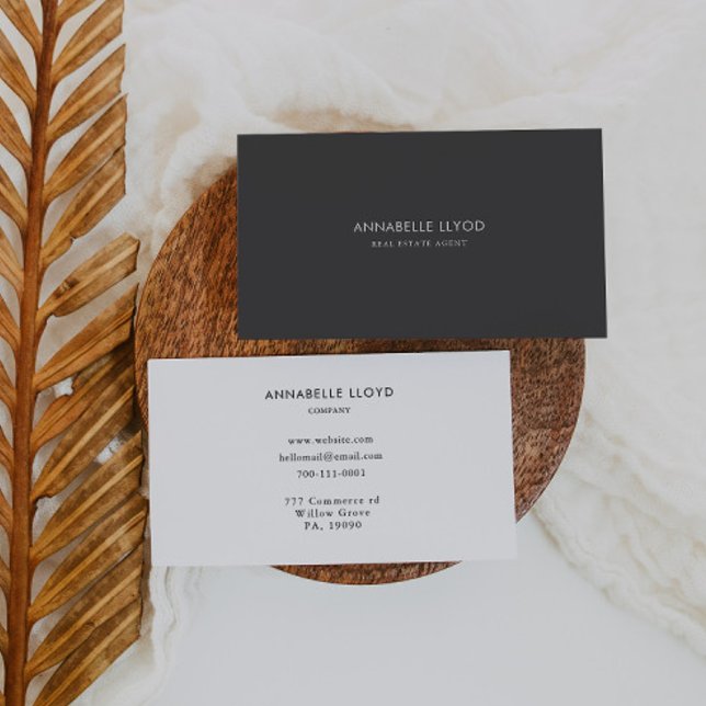 Carte De Visite Agent immobilier rétro gris blanc (Créateur téléchargé)