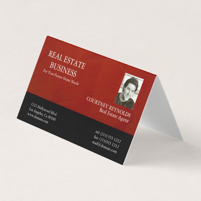 Carte De Visite Agent Immobilier Rouge Et Noir (Devant)