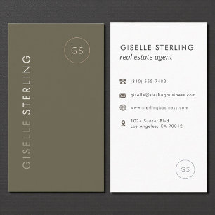 Carte De Visite Agent immobilier Sage Green Luxe Moderne Élégant