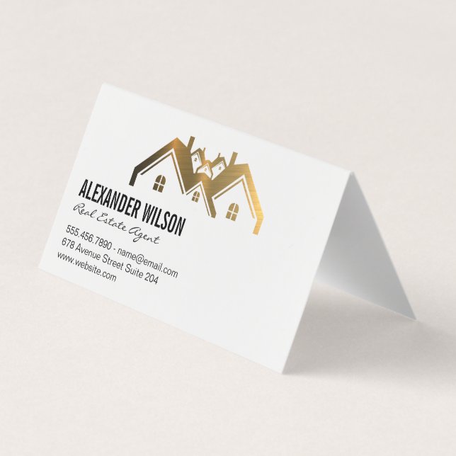 Carte De Visite Agent immobilier | Touches | Gold Home (Dos)
