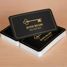 Carte De Visite Agent Realtor Elegant Gold & Black Professional