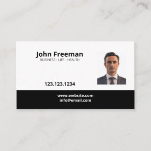 Carte De Visite Agent simple d'assurance photo noir et blanc