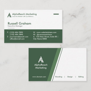 Carte De Visite Agents de marketing d'entreprise modernes vert bla