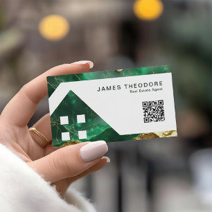 Carte De Visite Agents immobiliers élégants Emerald Gold