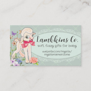 Carte De Visite agneau mignon laine de mouton tricot crochet bébé 