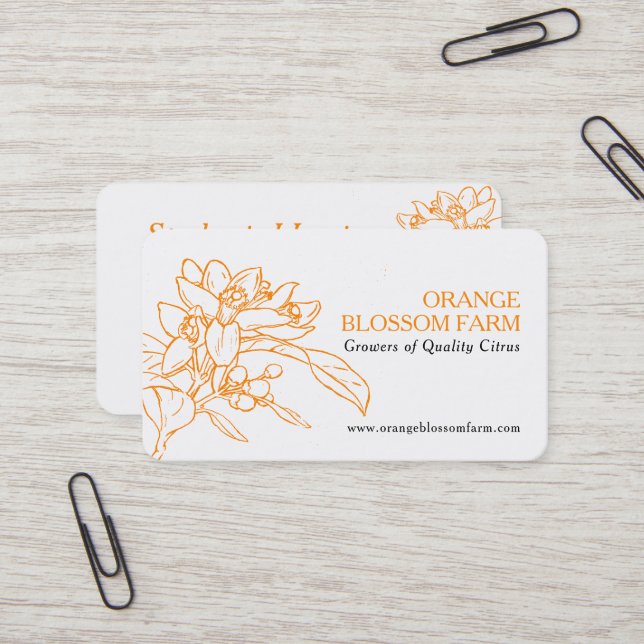 Carte De Visite Agritourisme Orange fleurom plante agrumes fournis (Devant/Arrière en situation)
