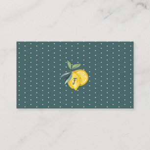 Carte De Visite Agrume de citron et point de polka jaunes de