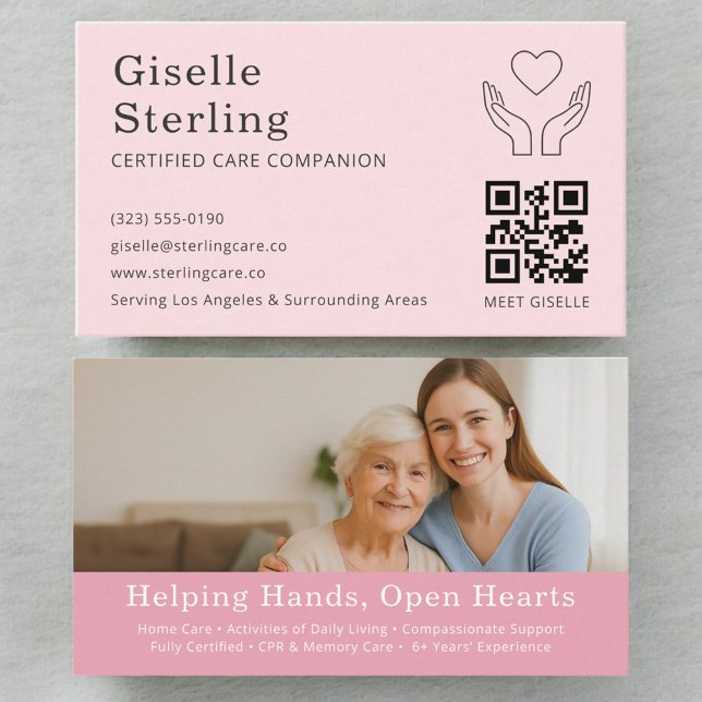 Carte De Visite Aide personnelle Certified Caregiver Aide QR Code  (Créateur téléchargé)