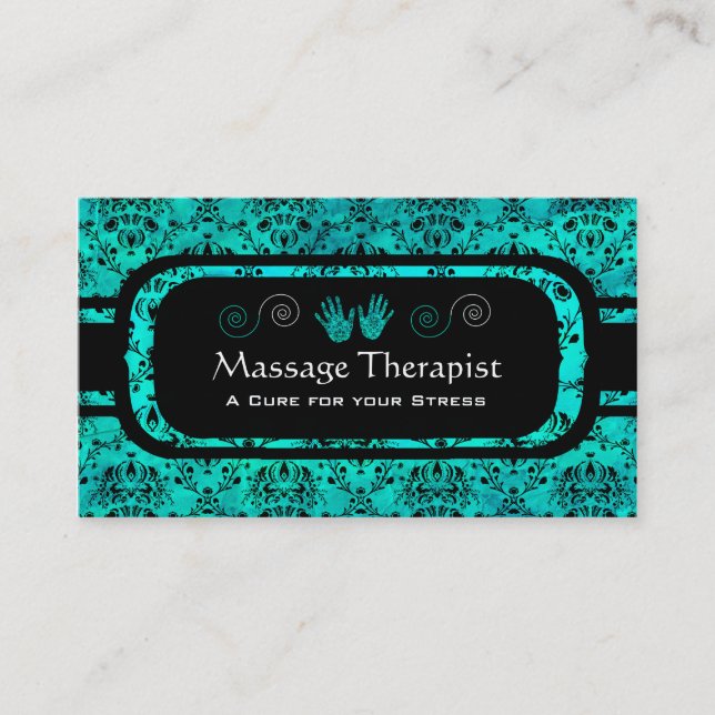 Carte De Visite Aigue-marine et noir (Devant)