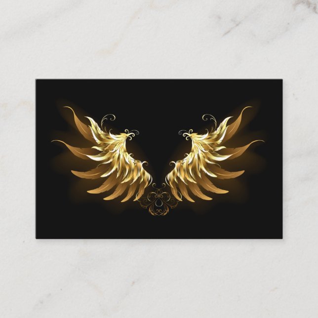 Carte De Visite Ailes d'Ange d'or sur arrière - plan noir (Devant)
