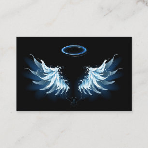 Carte De Visite Ailes d'angle brillant bleu sur arrière - plan noi