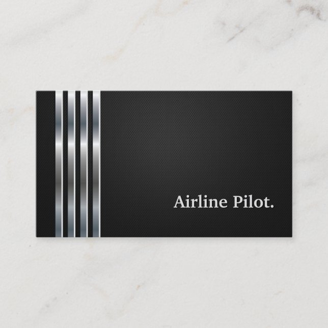 Carte De Visite Airline Pilot Professional Black Silver (Devant)