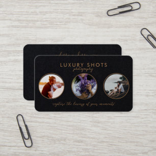 Carte De Visite Ajouter 3 Photos Gold Premium Black Signature