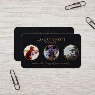 Carte De Visite Ajouter 3 Photos Or Premium Noir Signature