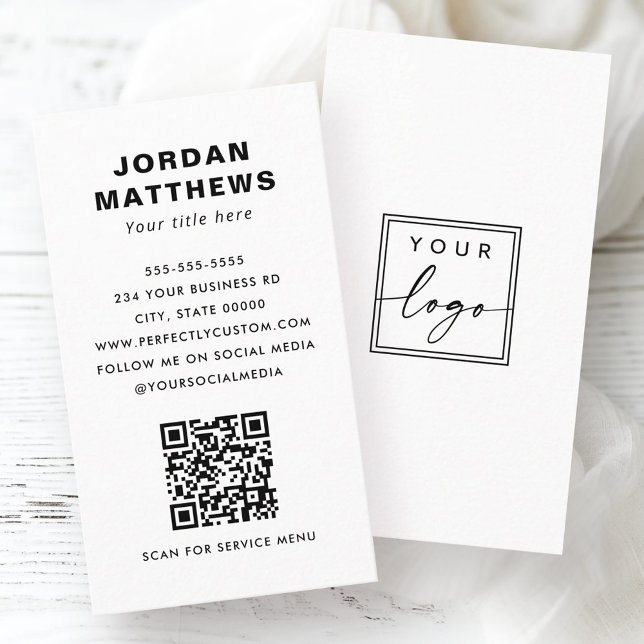 Carte De Visite Ajouter le code QR et le logo personnalisé moderne (Add QR code and custom logo modern Business Card)