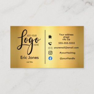 Carte De Visite ajouter le logo BUSINESS LOGO et médias sociaux Bu