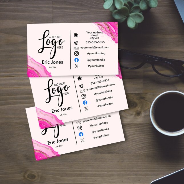 Carte De Visite ajouter le logo BUSINESS LOGO et médias sociaux Bu (Créateur téléchargé)