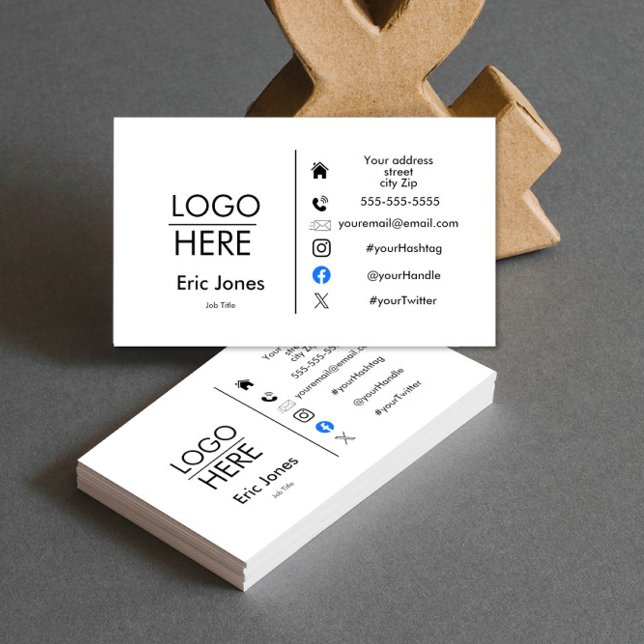 Carte De Visite ajouter le logo BUSINESS LOGO et médias sociaux Bu (Créateur téléchargé)