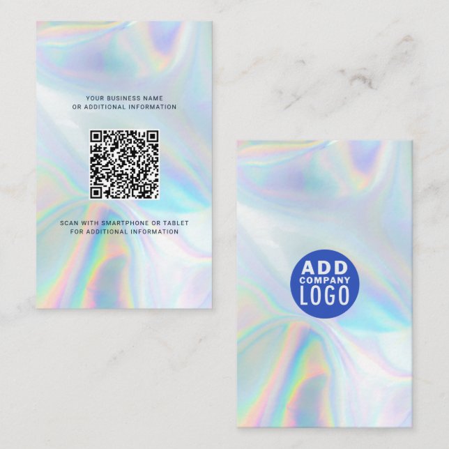 Carte De Visite Ajouter le logo de l'entreprise Code QR Holographi (Devant / Derrière)