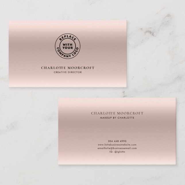 Carte De Visite Ajouter Logo Rose Gold Hair Stylist et maquillage  (Devant / Derrière)