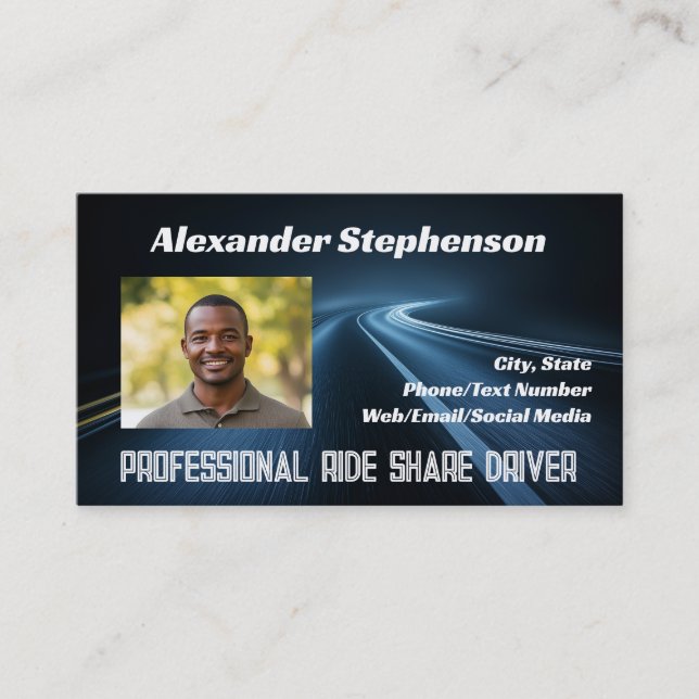 Carte De Visite Ajouter Photo Voiture Conduire Lyft Uber Driver Ri (Devant)