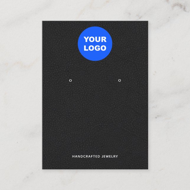 Carte De Visite Ajouter un logo Écran d'oreille en cuir noir (Devant)