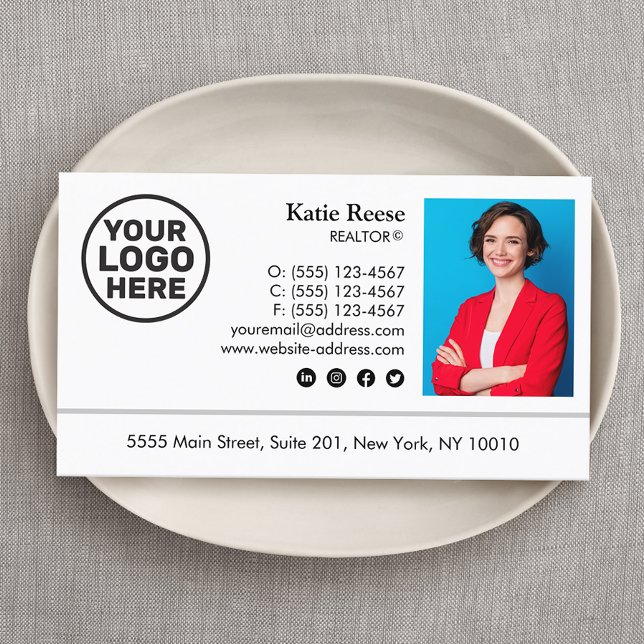 Carte De Visite Ajouter une photo et un logo Real Estate Professio (Créateur téléchargé)